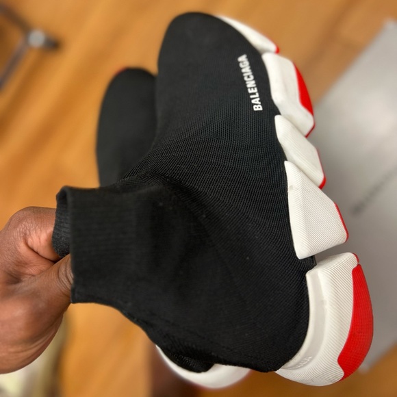 Speed 2.0 Sneaker in black recycled knit, white and red sole unit - Picture 3 of 14